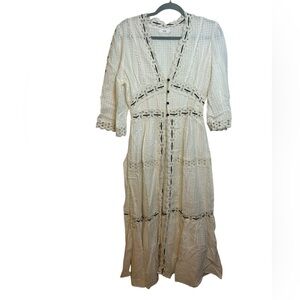 Rahi White Cotton Cottagecore Maxi Swim Cover Up